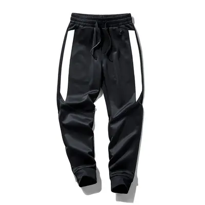 Men Black Cuffed Leggings with Red Stripes 2025