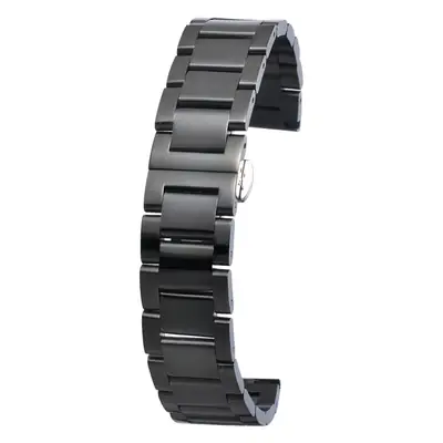 Stainless Steel Black & Silver Watch Band with Quick-Release Buckle
