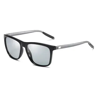 Men Polarized Color Changing Sunglasses Black Square