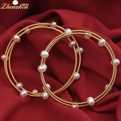 Women's Adjustable Pearl Bracelet Gold Finish