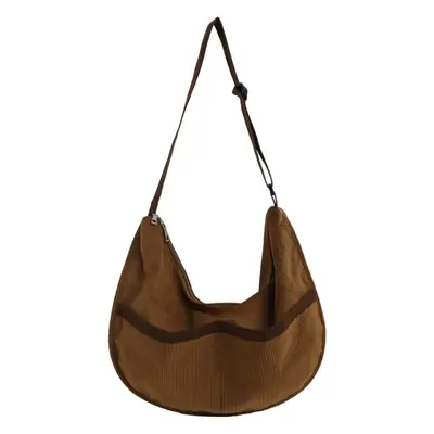 Retro Brown Women's Shoulder Bag with Mesh Pocket