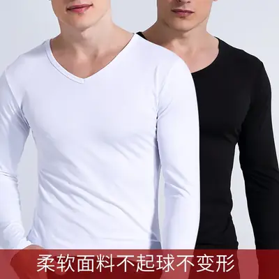 Men's Maroon Long Sleeve V-Neck T-Shirt