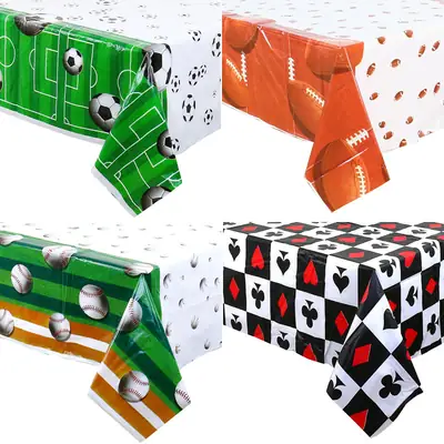 Amazon Disposable Tablecloth Playing Cards Casino Party Football Baseball 54x108 inch