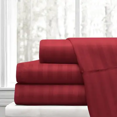 New Arrival Plain Satin Striped 4-Piece Bedding Kit