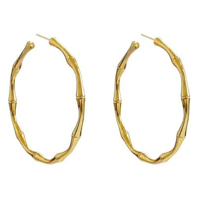 S925 Gold Bamboo C-Neadure Earrings for Women