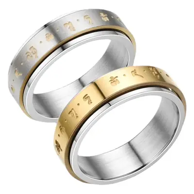 Six-Character Rotatable Ring for Women Men Gold Plated