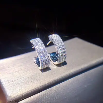 18K White Gold Diamond Earrings Set for Women