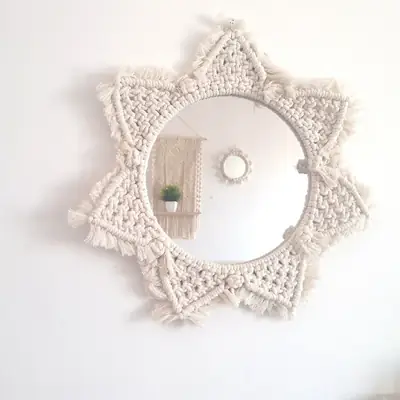 Nordic Wooden Mirror with Fringed Edge for Bedroom Decor