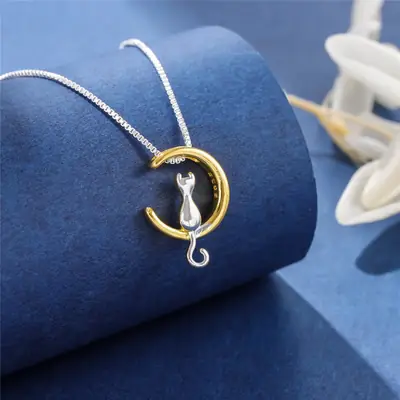 Golden Moon Pendant Necklace for Women