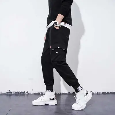 Men's Grey Multi-Pocket Sports Pants Ankle Length