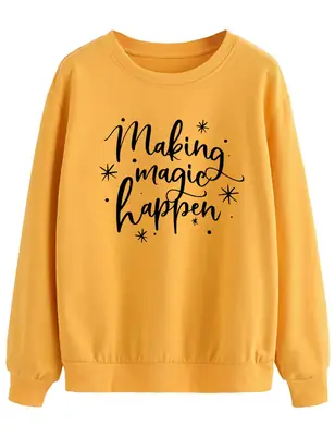Black Round Neck Magic Writing Sweatshirt