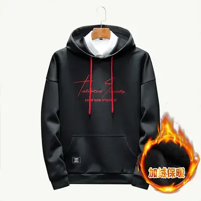 Men Red Fleece Hoodie Hunter Society Design