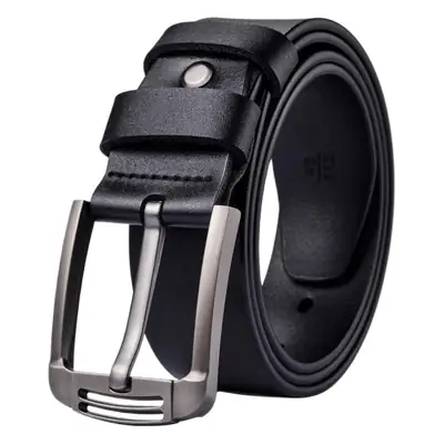 Men's Cowhide Belt with Retro Design & Silver Buckle