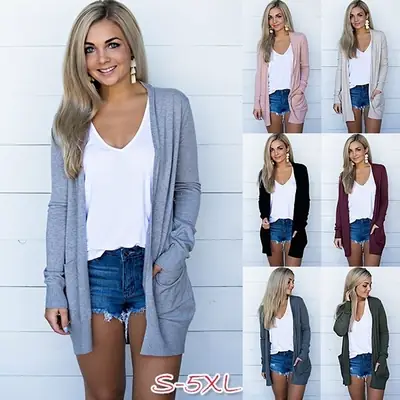 Women's 2024 Cross-Border Cardigan Mid-Length Jacket Black