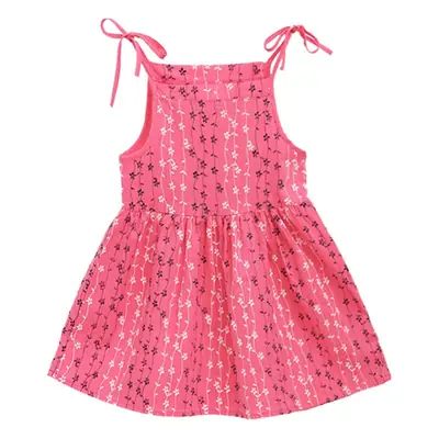 Pink Printed Suspender Dress for Girls