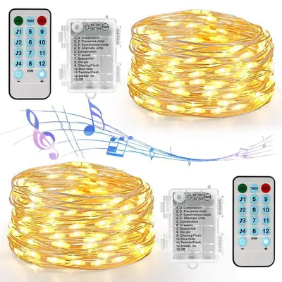 3Aa Battery Box Music Voice-Controlled Christmas Lights with Remote Control