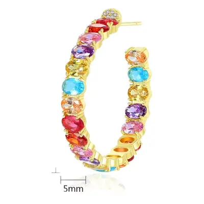 High-End Copper Earrings with Colorful Zircon for Women