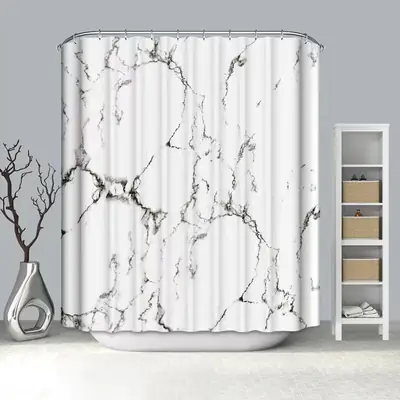 Full-Pattern Marble Shower Curtain Waterproof New Model
