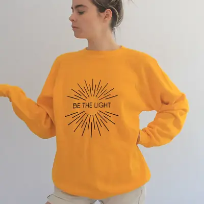 Pink Crewneck Sweatshirt "Be The Light" Graphic