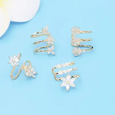Japanese Korean Butterfly Flower Ear Clips No Hole