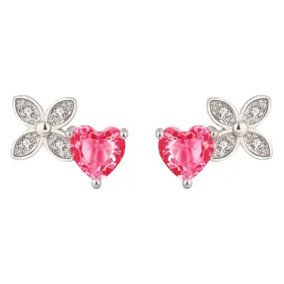 Pink Butterfly Heart Earrings Set for Women