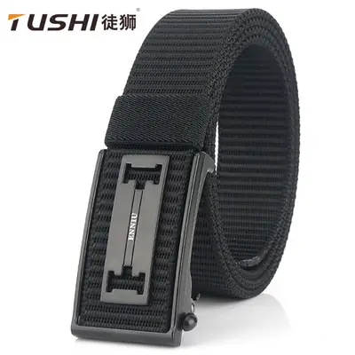 Men's Black Nylon Belt with Automatic Buckle