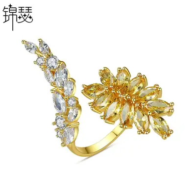 Jinse Fashion Ring Jewelry Opening Adjustable Brass Zircon Ring Creative New European and American Cross-border Jewelry