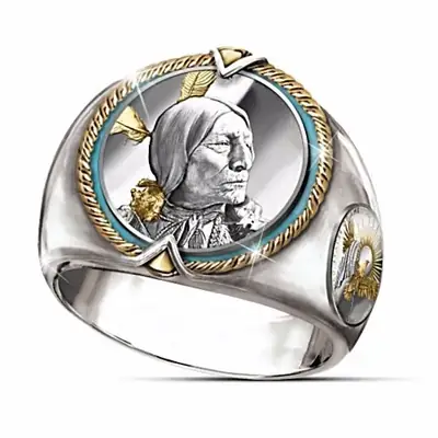 Memorial American Indian Chief Hip Hop Pirate Eagle Ring