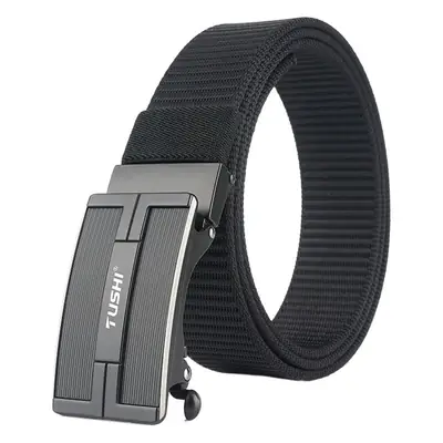Men's Automatic Buckle Belt Brown Nylon Canvas