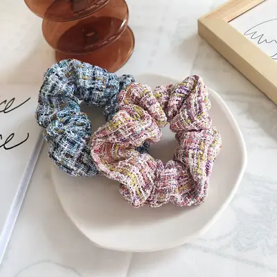 Fragrant Gold Wire Hair Rope with Plaid Design