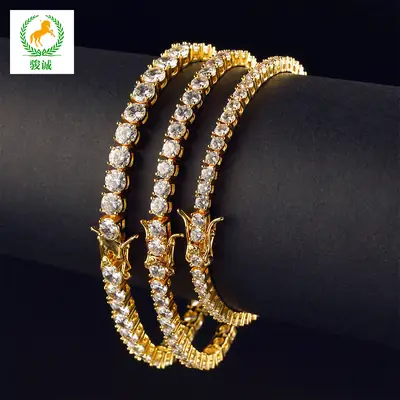European & American Hip-Hop Tennis Bracelet 3mm 4mm 5mm Single Row Diamond Copper Micro-Paved Zircon