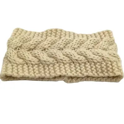 Women Woolen Braided Headscarf Yellow Winter