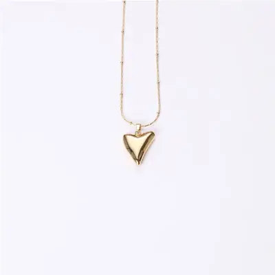 Japanese and Korean Style ins Metal Cool Simple Personality Heart Titanium Steel Love Frosted Women's Hip-Hop Punk Necklace Woolen Chain