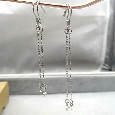 S925 Sterling Silver Pearl Earrings Women Long Tassel Korean Elegant