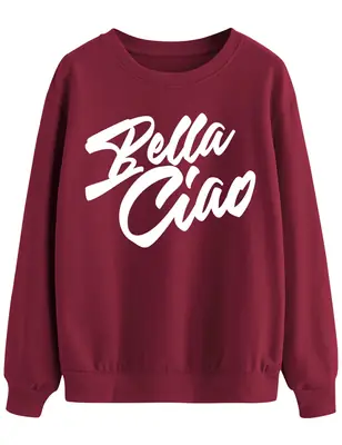 Bella Ciao Letter Crewneck Sweatshirt Black
