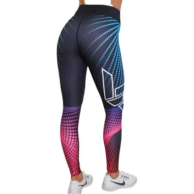 3D Printed Yoga Pants Women Blue Purple Gradient