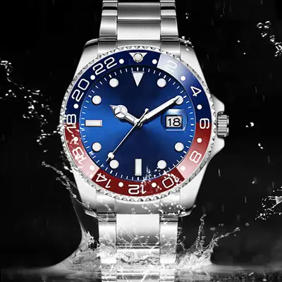Men's Stainless Steel Chronograph Watch with Calendar