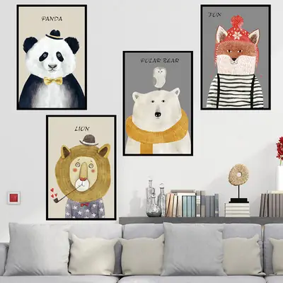Nordic Cartoon Wall Stickers for Living Room Bedroom
