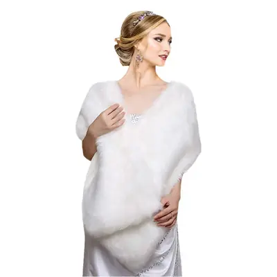 Red Fur Shawl for Bride Wedding Dress