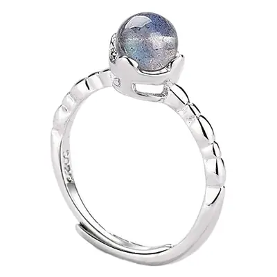 Women's Adjustable Moonstone Ring Blue Light Design