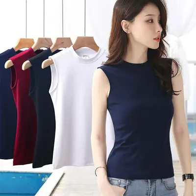 Men Navy Sleeveless Cotton Vest 2022 Summer