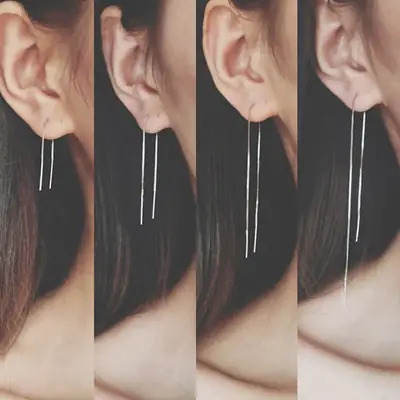 925 Sterling Silver Ear Line Women's Simple Super Long Ear Chain Japanese and Korean Style Elegant Earrings Earrings Tassel Sterling Silver Earrings