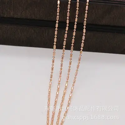Rose Gold Multi Size Beaded Chain Necklace