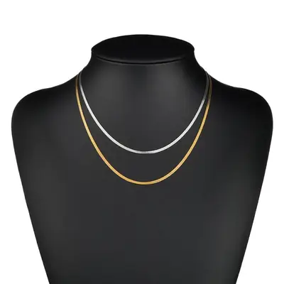 Gold Flat Snake Bone Chain Pendant for Men Women