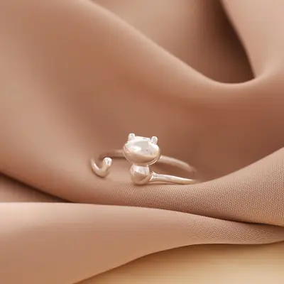 Korean Style Open Ring for Women Fresh Cat Design