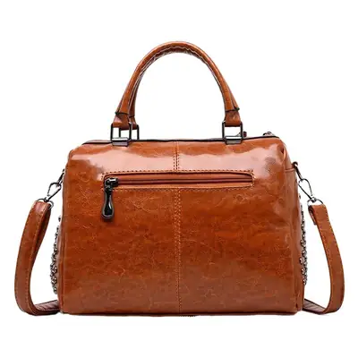 2019 Korean Rivet Women's Brown Leather Shoulder Bag