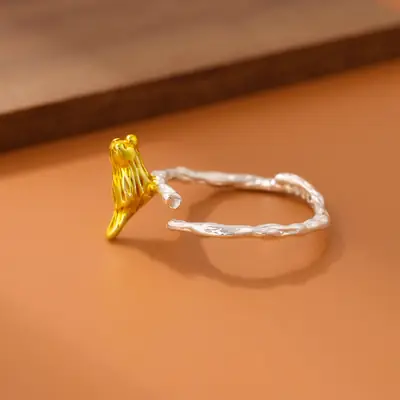 Women's Gold Plated Bird Ring with Open Design