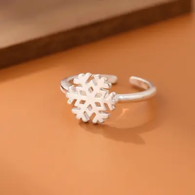 Silver Snowflake Ring for Women, Fresh Brushed Finish