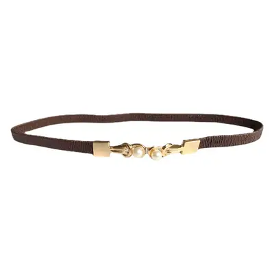 Black Pearl Buckle Belt for Women Elegant Decorative Belt