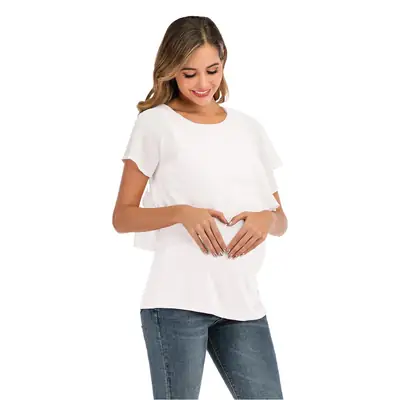 Women's White Chiffon T-Shirt with Ruffled Back Design